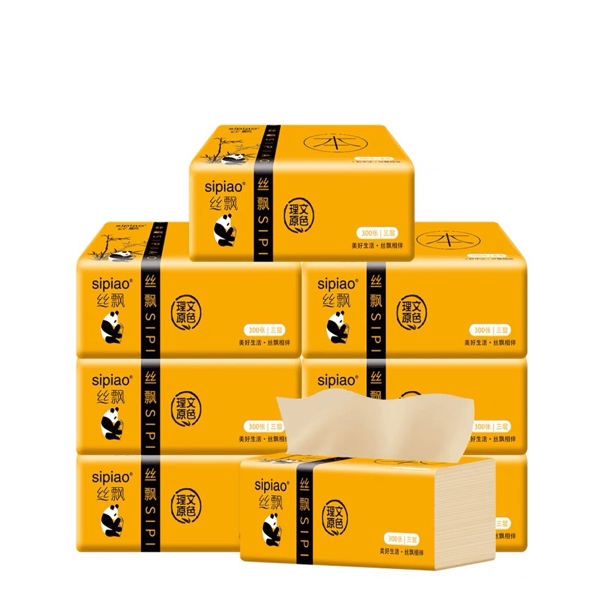 Bịch 10 gói khăn giấy gấu trúc Sipiao, mỗi gói 300 tờ