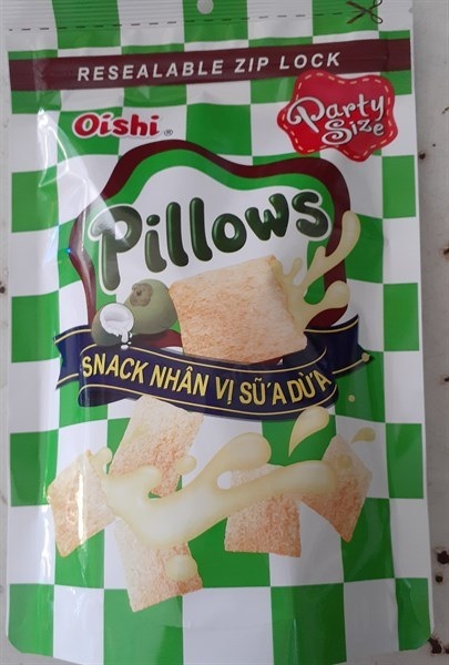 Snack Pillows Snack Nhân Vị Sữa Dừa Gói 75gr