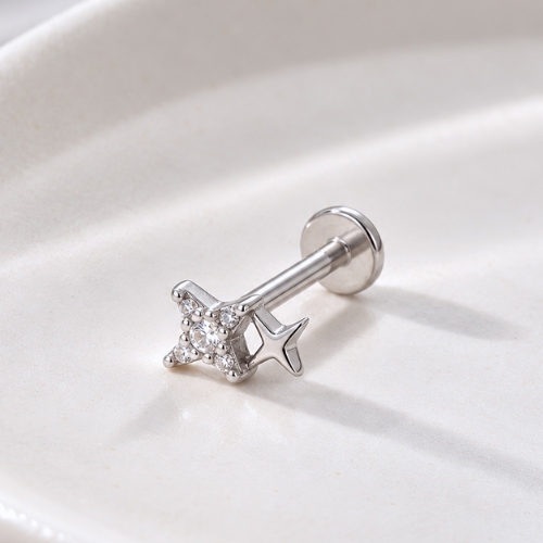 925 Silver Flatback North Star Earring