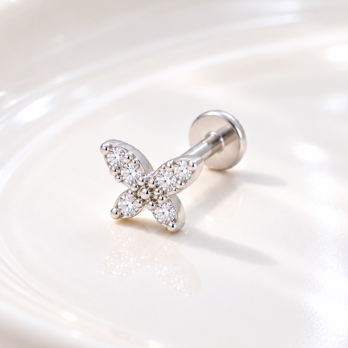 925 Silver Flatback Butterfly Charm Earring