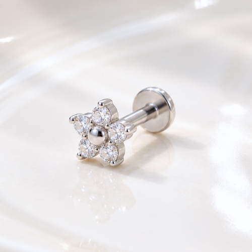 925 Silver Flatback Mini Flower Earring