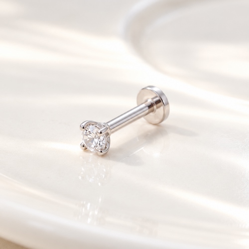 925 Silver Flatback 2mm Cubic Earring