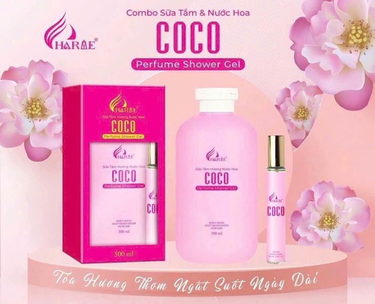 Set sữa tắm charme Coco 500ml tặng kèm nước hoa 10ml chính hãng