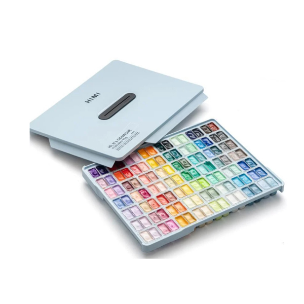 Bộ màu vẽ gouache hiệu HIMI, dạng hũ, 112 màu/bộ, khối lượng 12g, HIMI GOUACHE PAINT SET, TWIN CUP, 12G/112COLORS