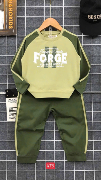 Bộ Thể Thao Dài Tay Forge Xanh Lá, Navy, kem (6-10)