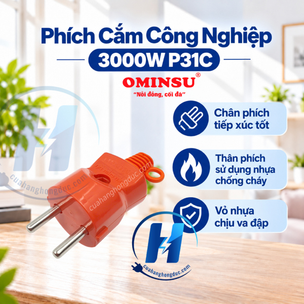 Phích cắm công nghiệp 3000W P31 màu cam
