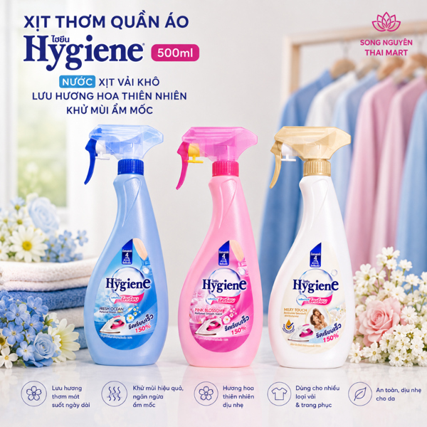 Xịt thơm quần áo Hygiene Thái lan 500ml chính hãng