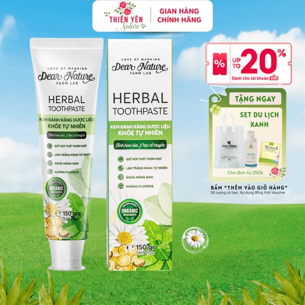 Kem đánh răng thảo dược Dear Nature 150gr | Herbal Toothpaste No SLS, No Fluoride