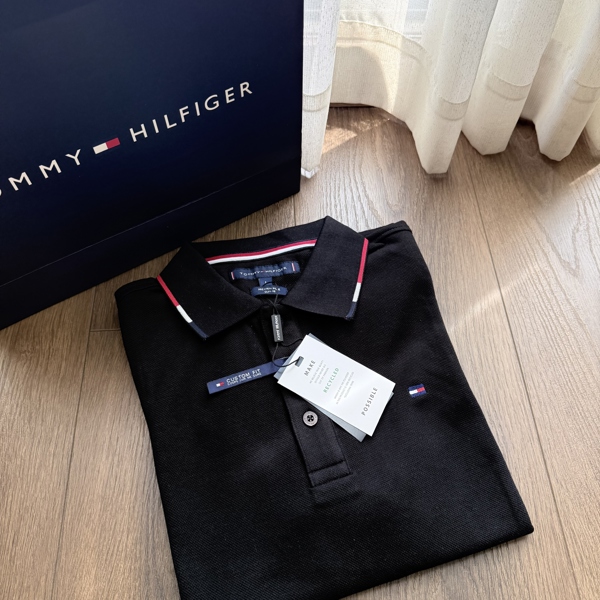 Tommy Hilfiger Premium Pique Tipped Collar Polo Shirt - Black
