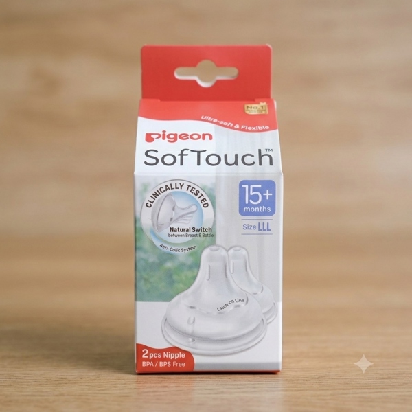 Núm ty Pigeon Silicone siêu mềm Plus WN3 phiên bản Nhật 3L 15M+/cái
