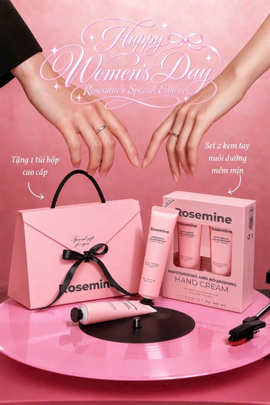 SET kem tay + hộp quà Rosemine (dây đen đi kèm)
