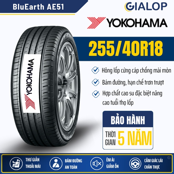 Lốp YOKOHAMA BluEarth 255/40R18 AE51 (M66)