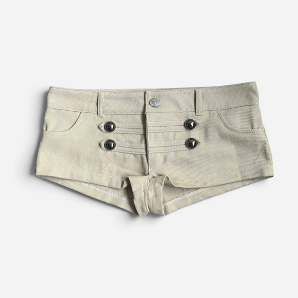 Quần Short Kaki TWENTI Phối Nút Siêu Ngắn - Short kaki Kem - 0