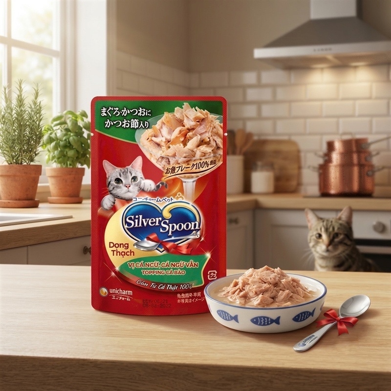 Pate Silver Spoon vị Cá ngừ & Cá bào 60g (Thạch)