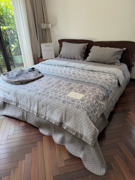 Bộ ga chần Vip "Tô mặc" | Tencel Cotton - Họa tiết thổ cẩm Paisley - Ghi xám - LX33