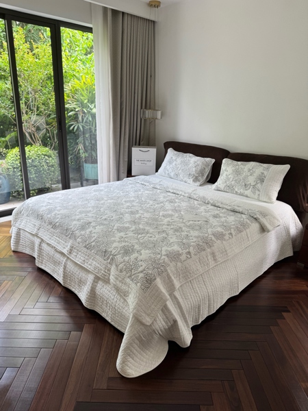 Bộ ga "An Miên" | 100% Cotton giặt mềm - Chần thêu hoa độc quyền - LX08.2 - Mộc hoa