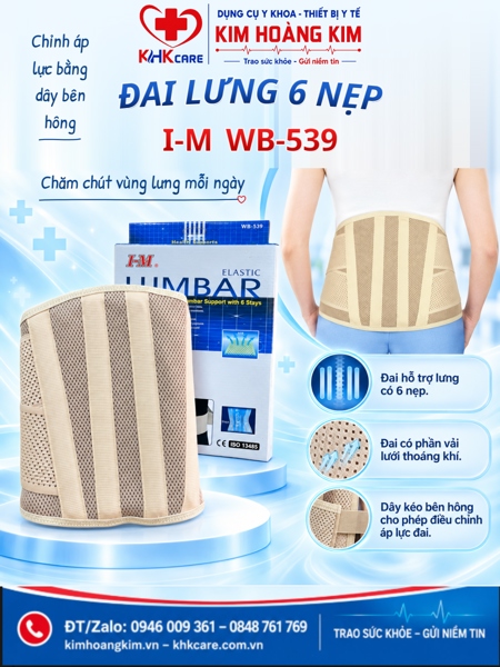Đai lưng 6 nẹp 26cm - WB539 - S