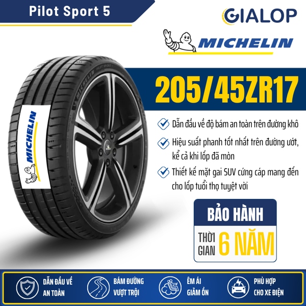 Lốp MICHELIN 205/45ZR17 Pilot Sport 5