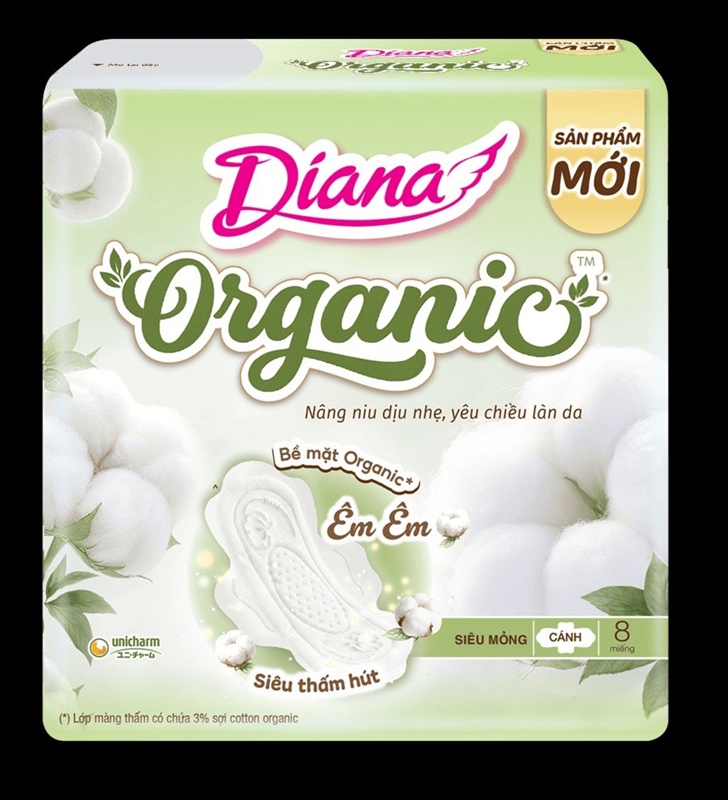 Băng vệ sinh Diana Organic siêu mỏng cánh