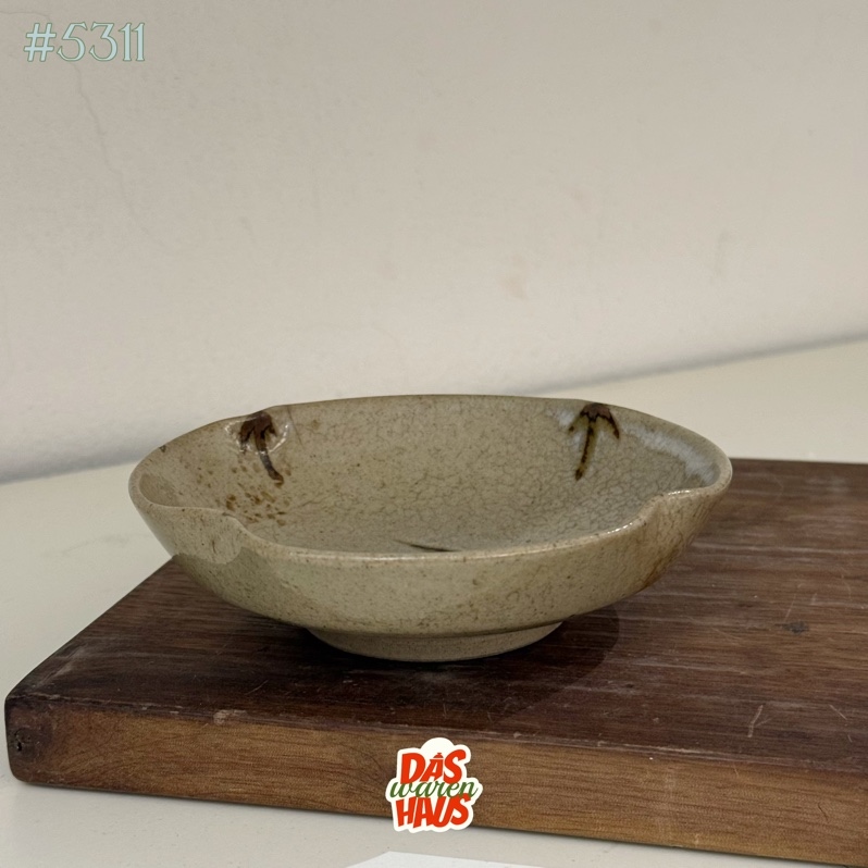 Đĩa mộc men rạn hoa nâu 12.5x3.5cm