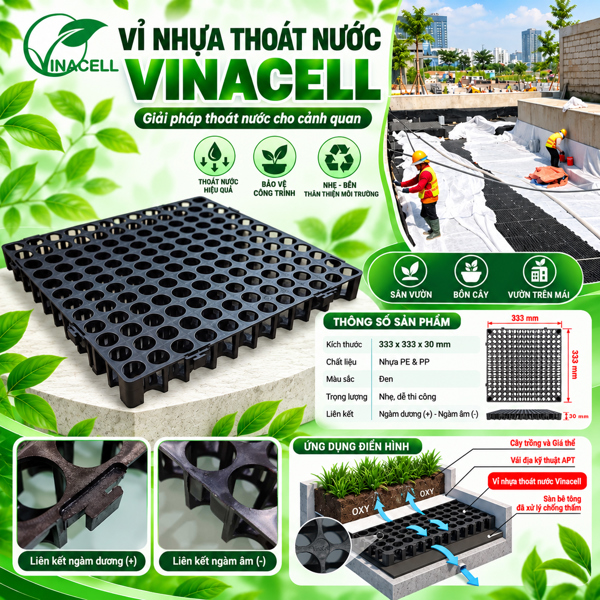 Vỉ nhựa thoát nước Vinacell - khớp nối