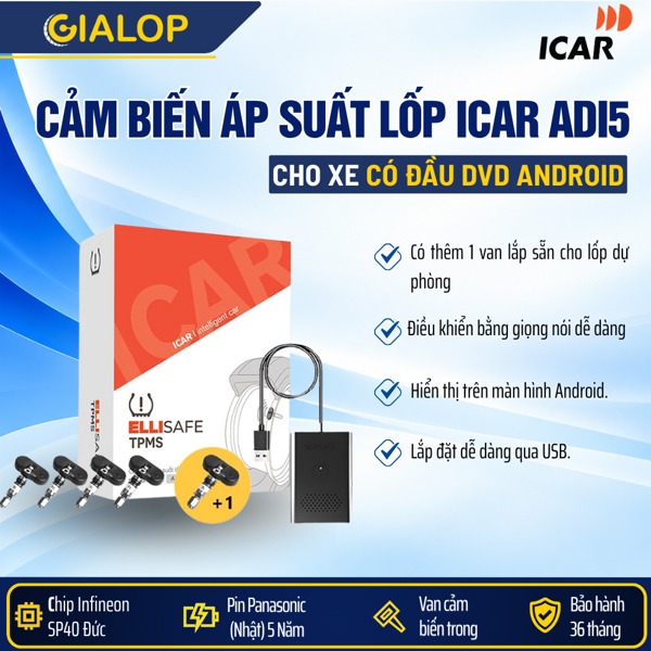 Cảm biến áp suất lốp TPMS kết nối USB ICAR ADI5
