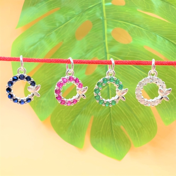 Móc tròn bướm đính đá - Xanh Lá - CB975-4