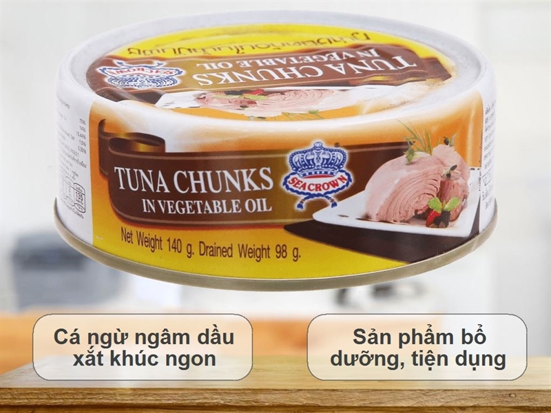 (Thái Lan) 👉 Cá ngừ ngâm dầu thực vật Seacrown 👉 140g
