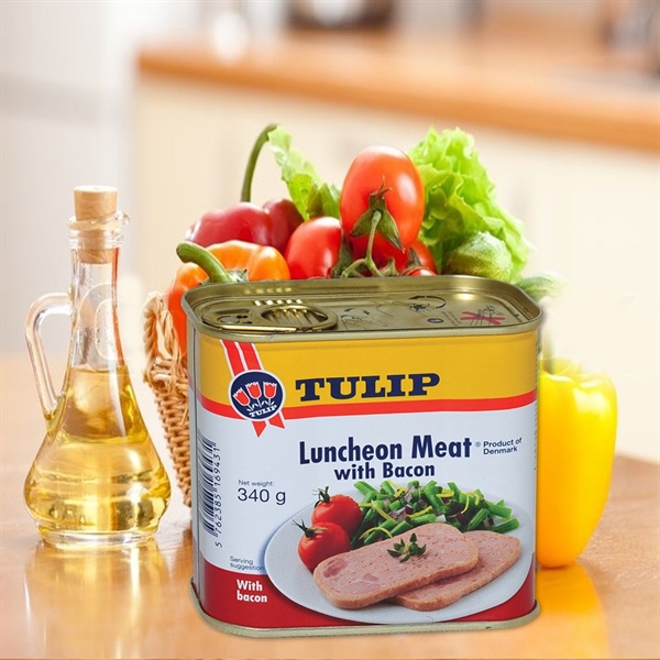 (Đan Mạch)👉 Thịt heo xay Luncheon Meat 15% bacon Tulip 👉 340g