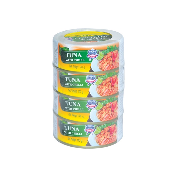(Thái Lan)👉 Cá ngừ sốt ớt Sea Crown 👉 lốc 4 hộp x 140g