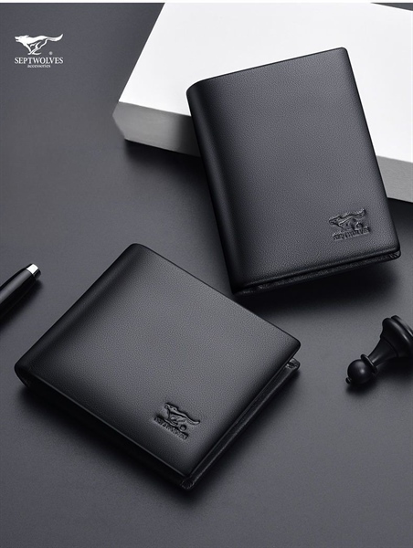 (🚀Nước ngoài - 100% Chính Hãng) 👉 Ví da bò cao cấp chính hãng - Septwolves 👉 Kiểu dọc, ngang