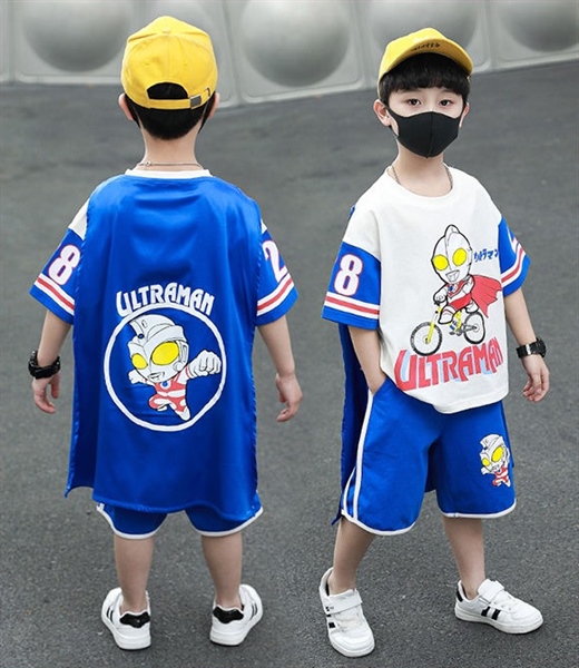 (🚀Nước ngoài - 100% Ảnh Thật) 👉 Quần áo siêu nhân ngắn tay Ultraman cho bé 👉 90cm 100cm 110cm 120cm 130cm 140cm 150cm