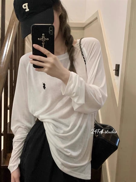 [K168] Áo pull dài tay thêu logo ngực basic form rộng