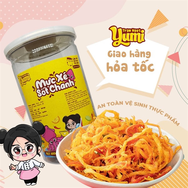Mực xé sốt chanh Yumi đồ ăn vặt hải sản khô thơm ngon