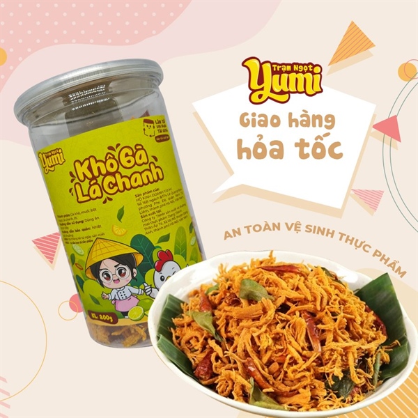 Khô gà lá chanh Yumi đồ ăn vặt hải sản khô thơm ngon
