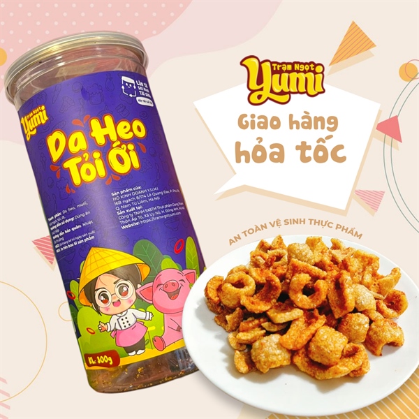 Da heo tỏi ớt Trạm ngọt Yumi đồ ăn vặt thịt thơm ngon giòn rụm 150g