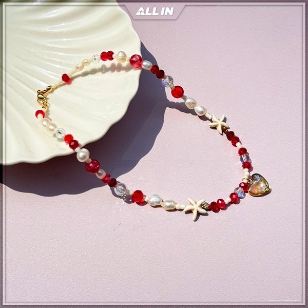 Vòng cổ/ dây chuyền ALLIN Amphitrite tông đỏ rực rỡ kết hợp trái tim màu biển cả