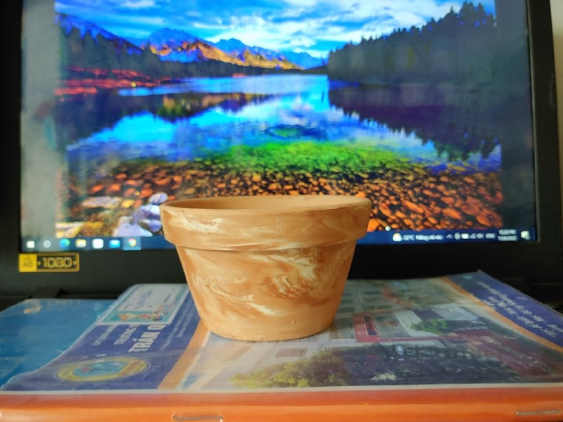 CHẬU LY THAU NHỎ ĐẤT NUNG 2 MÀU( CAO6cm X RỘNG9cm )