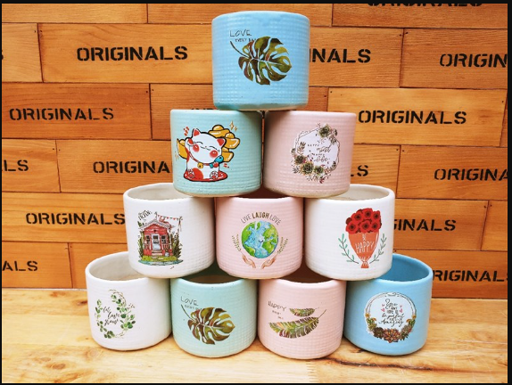 CHẬU ỐNG TĂM MINI CÓ HÌNH ( CAO8cm X RỘNG8cm )