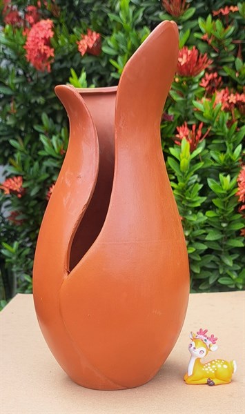 CHẬU BÌNH XẺ CAO ĐẤT NUNG ( 28cm X 8cm )