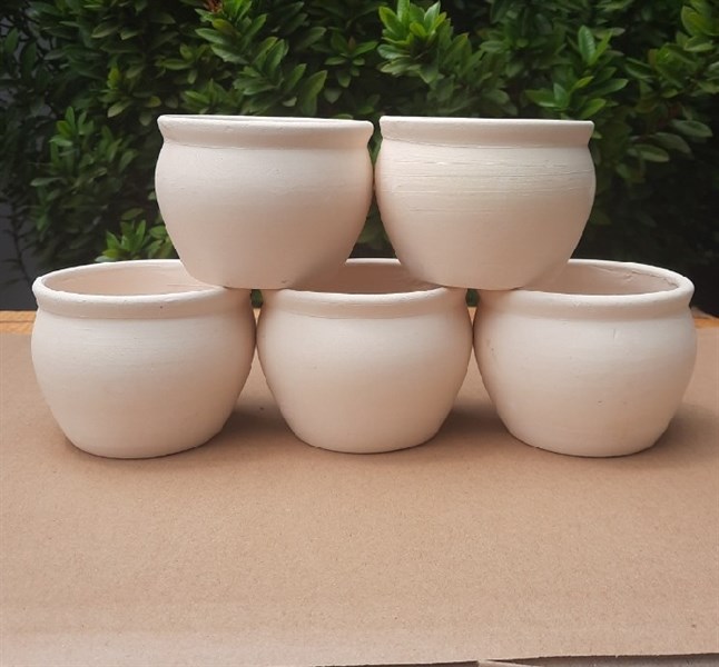 CHẬU HỦ SỐ 1 ĐẤT NUNG TRẮNG (6cm x 8cm)