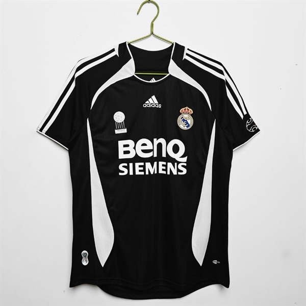 Áo bóng đá retro Real 2006/2007 đen vải Cotton Polyester thời trang blockcore