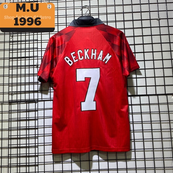 Áo bóng đá retro MU 1996 đỏ in Beckham-7 vải Cotton Polyester nguyên tem