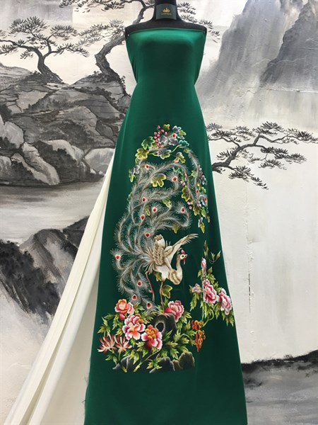 Áo xanh két thêu tay