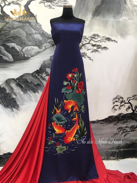 Áo xanh tím than thêu tay