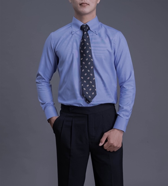 Buttondown Caro xanh nhí Áo sơ mi nam dài tay