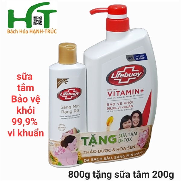 Sữa Tắm Lifebuoy Bảo Vệ Khỏi 99,9% Vi Khuẩn 800g tặng sữa tắm thảo dược ...