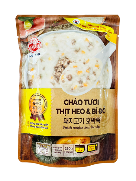 Cháo tươi thịt heo & bí đỏ Ottogi 220g