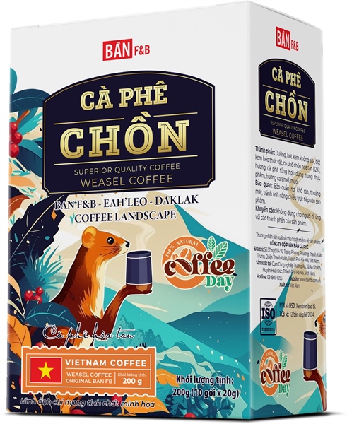 Cà phê CHỒN hoà tan 200g: 10 Tép/1 hộp.