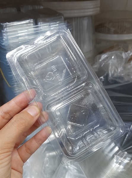 Hộp nhựa 2 ô/ ngăn gập nắp liền trong H162